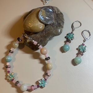 Amazonite Pink Jasper Jewelry set